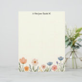 En-tête De Lettre Fleurs pastel rose et bleu (Debout devant)