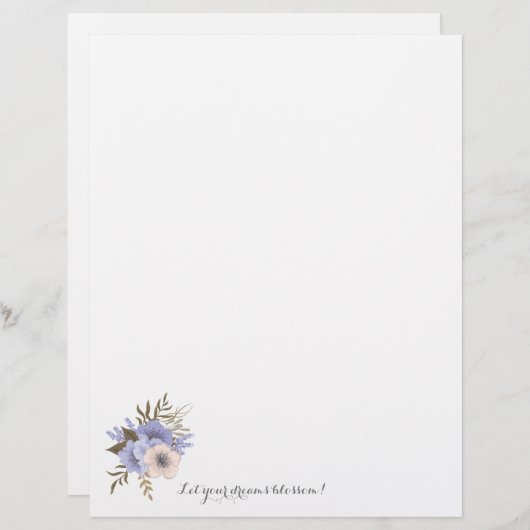 En-tête De Lettre Fleurs, Que Vos Rêves S'Enflamment ! Papeterie (Devant / Derrière)