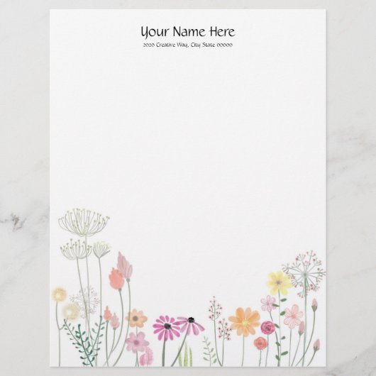 En-tête De Lettre Fleurs sauvages Linge (Devant)