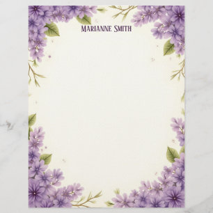 En-tête De Lettre Fleurs Violettes