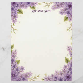 En-tête De Lettre Fleurs Violettes