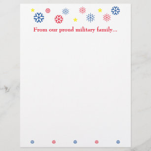 En-tête De Lettre Flocons de Noël de famille militaire personnalisab