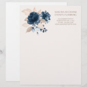 En-tête De Lettre Floral bleu marine de couleur marine (Devant / Derrière)