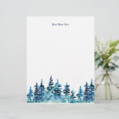 En-tête De Lettre Forêt de pins à main bleu vert (Debout devant)