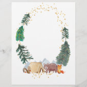 En-tête De Lettre Forêt rustique mignonne Forêt Boisé Animal (Dos)