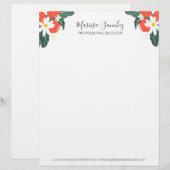 En-tête De Lettre Fraises Floral Nom du script en lettres modernes (Devant / Derrière)