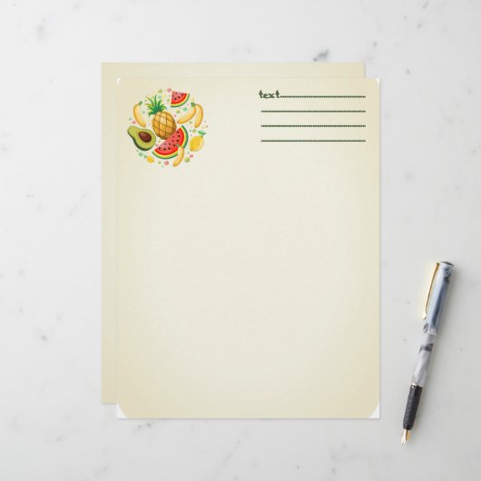 En-tête De Lettre Fruits d'été frais Motif (Devant/Arrière en situation)