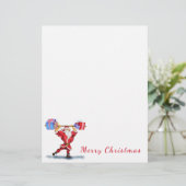 En-tête De Lettre Fun Bodybuilder Santa Claus avec cadeaux de Noël (Debout devant)