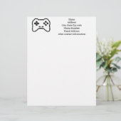 En-tête De Lettre Game Controller Black White 8bit Video Game Style  (Debout devant)