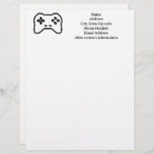 En-tête De Lettre Game Controller Black White 8bit Video Game Style  (Devant / Derrière)