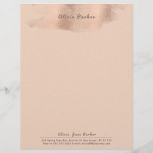 En-tête De Lettre Glam Blush Rose Gold Copper Beauticien