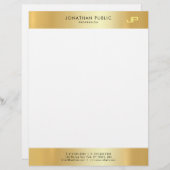 En-tête De Lettre Glamor Blanc Élégant Monogramme Modèle propre (Devant / Derrière)