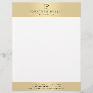 En-tête De Lettre Glamor couleur or blanc Élégant Modèle Monogramme