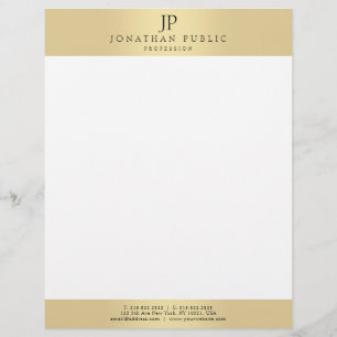 En-tête De Lettre Glamor Faux Gold Elegant Monogram Modèle