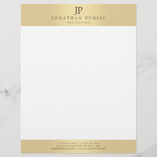 En-tête De Lettre Glamor Faux Gold Elegant Monogram Modèle (Devant)