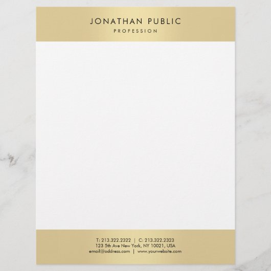 En-tête De Lettre Glamor Gold Look Modèle moderne élégant (Devant)