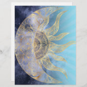 En-tête De Lettre Gold Moon Sun Mandala Celestial Design (Devant / Derrière)
