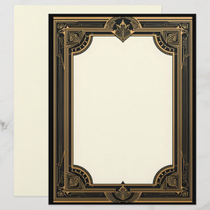 En-tête De Lettre Gold sur Black Art Deco Classic