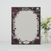 En-tête De Lettre Goth with Red and White Flowers and Skull (Debout devant)