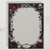En-tête De Lettre Goth with Red and White Flowers and Skull (Devant / Derrière)