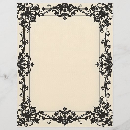 En-tête De Lettre Gothic Damask Frame Stationery Paper (Devant)