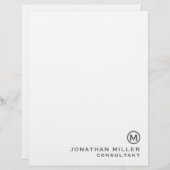 En-tête De Lettre Gray Simple Monogramme Nom typographique Titre (Devant / Derrière)