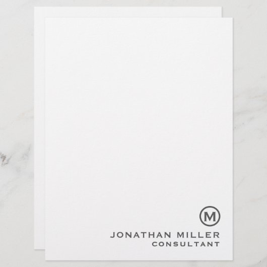 En-tête De Lettre Gray Simple Monogramme Nom typographique Titre (Devant / Derrière)