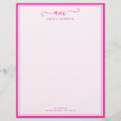 En-tête De Lettre Handwritten Script Vibrant Pink Letterhead (Devant)