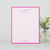 En-tête De Lettre Handwritten Script Vibrant Pink Letterhead (Debout devant)