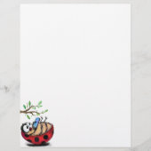 En-tête De Lettre Happy Little Ladybug avec téléphone - Dessin de de (Devant)