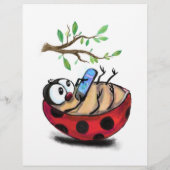 En-tête De Lettre Happy Little Ladybug avec téléphone - Dessin de de (Dos)