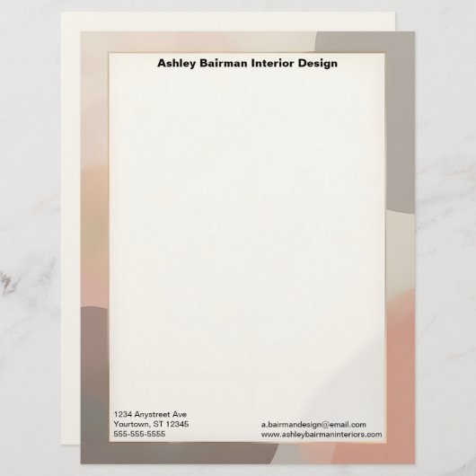 En-tête De Lettre Harmonious Earth Tones Interior Design (Devant / Derrière)