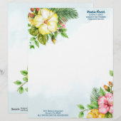 En-tête De Lettre Hibiscus Hawaiian Tropical Floral (Devant / Derrière)