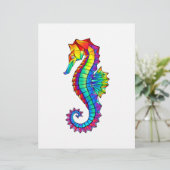 En-tête De Lettre Hippocampe polygonal arc-en-ciel (Debout devant)