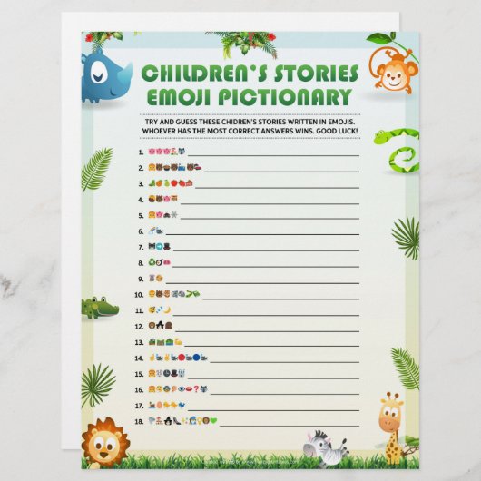 En-tête De Lettre Histoire des enfants Emoji Pictionary [Thème anima (Devant / Derrière)