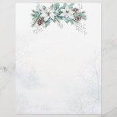 En-tête De Lettre Hiver Poinsettia Pine Cônes Noël (Devant)
