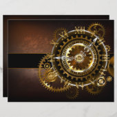 En-tête De Lettre Horloge Steampunk avec des engrenages anciens (Devant / Derrière)