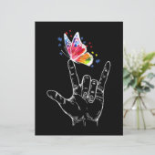 En-tête De Lettre I Love You Hand Sign Language Butterfly Autism (Debout devant)