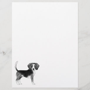 En-tête De Lettre Illustration de chien Beagle mignon en noir et bla
