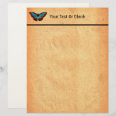 En-tête De Lettre Illustration de papillon vintage (Devant / Derrière)