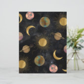 En-tête De Lettre Illustration Gold Sun Moon Planètes Space (Debout devant)