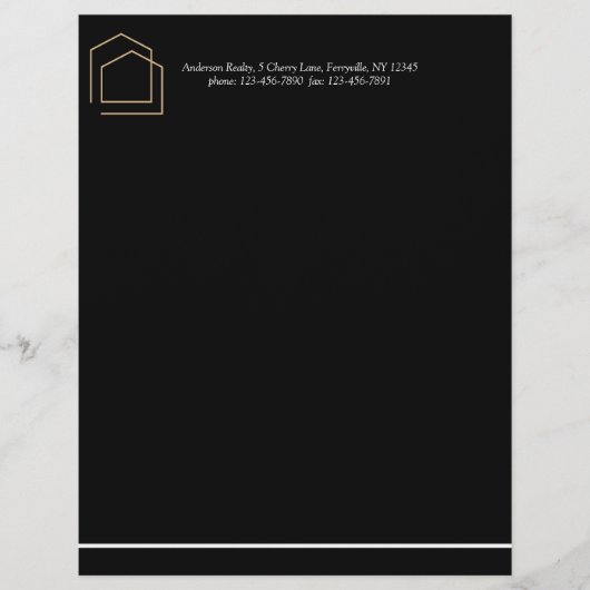 En-tête De Lettre Immobilier noir classique (Devant)