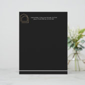 En-tête De Lettre Immobilier noir classique (Debout devant)