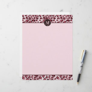 En-tête De Lettre Impression d'animal à motif léopard rose avec mono