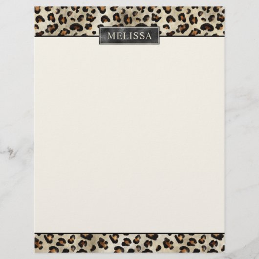 En-tête De Lettre Impression d'animal léopard avec nom et feuille d' (Devant)