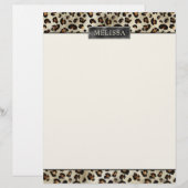 En-tête De Lettre Impression d'animal léopard avec nom et feuille d' (Devant / Derrière)