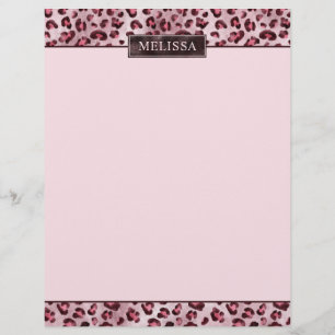 En-tête De Lettre Impression d'animal léopard rose avec faux foil et