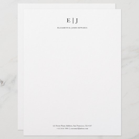 En-tête De Lettre Initiales simples de deux monogrammes modernes (Devant / Derrière)