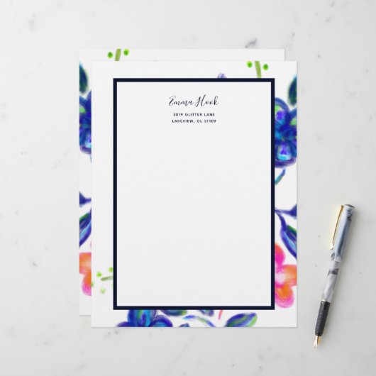 En-tête De Lettre Jardin fleuri (Devant/Arrière en situation)