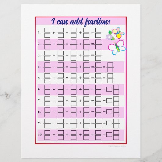 En-tête De Lettre Je peux ajouter et soustraire des Modèles de fract (Devant)